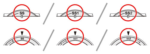 Set the stitch length dial to the mark [SS], [SS1] or [SS2].