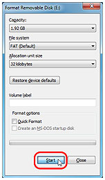 Click “Start” button to start formatting the USB flash drive.