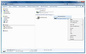 Click the right button on the “Removable Disk” icon.