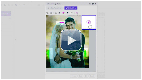 How to hide the adjustment lines and view the tracing area on EIT function.