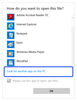 He tratado de abrir un archivo de diseño de bordado (formato ".pes")  haciendo clic doble en Windows Explorer. Pero el archivo no se puede abrir.  | Brother