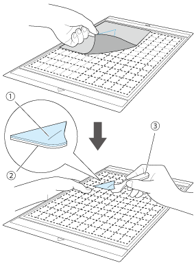 素材をマットからはがす