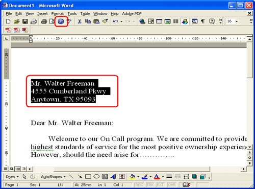 Hvordan oppretter jeg en adresseetikett ved hjelp av Microsoft Word-tillegg  og formaterer teksten? (P-touch Editor 5.x for Windows) | Brother