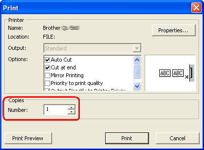 Print dialog box Print dialog box