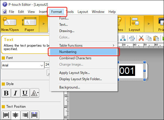 So verwenden Sie die Nummerierungsfunktion (P-touch Editor 5.x für Windows)  | Brother