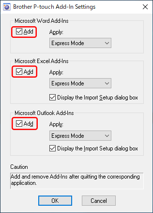 Verwendung der Add-In-Funktion in Microsoft-Anwendungen (P-touch Editor 5.x  für Windows) | Brother