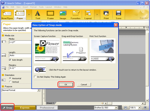 P-touch Editor Express mode