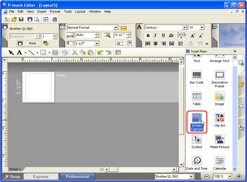 P-touch Editor Professional mode