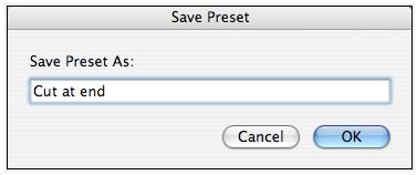 Save Preset