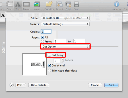How do I cut at the end of the last label when printing multiple labels? ( P-touch Editor 5.0 for Mac) | Brother