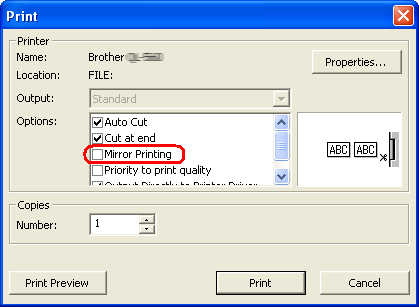 Mon étiquette s'imprime en mode miroir. (P-touch Editor 5.1 pour Windows) |  Brother