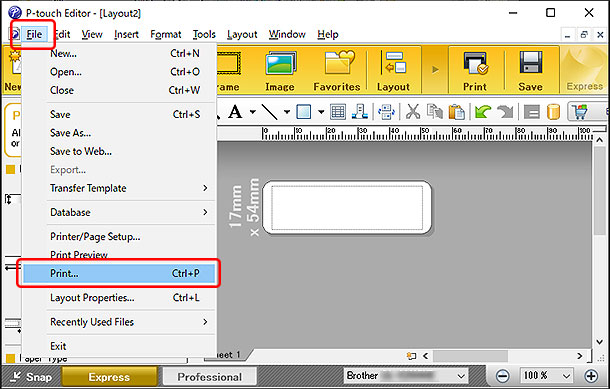 P-touch Editor main window