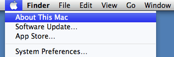 Изберете About This Mac от Apple менюто.