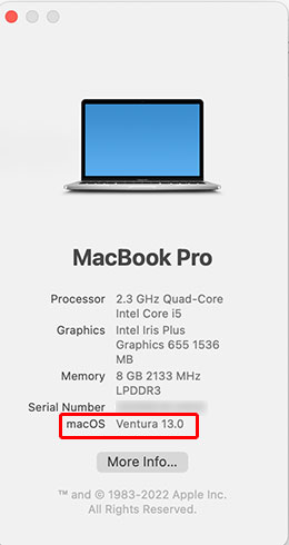 Wersja systemu Mac OS