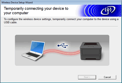 Cum instalez software-ul pe calculatorul meu Windows pentru un mediul de  reţea wireless folosind CD-ROM-ul de instalare şi, temporar, un cablu USB?  | Brother