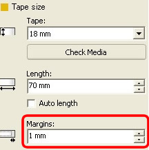 tape size - margins