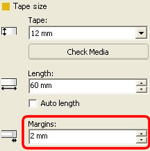 tape size - margins
