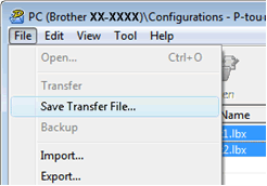 P-touch Transfer Manager window