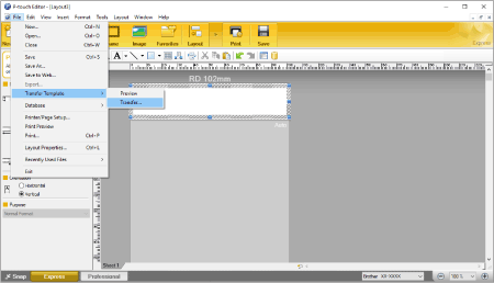 P-touch Editor screen
