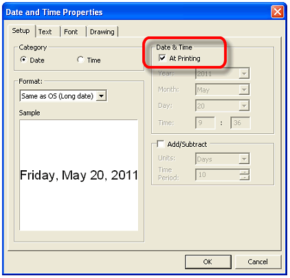 无法打印机器现在的时间/日期。 (P-touch Editor 5.1/5.2 Windows 用户) | Brother