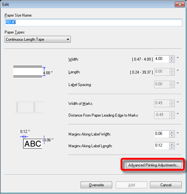 advanced printing adjustment