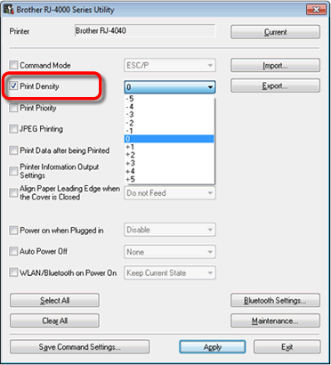 density setting