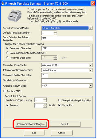 P-touch Template Settings