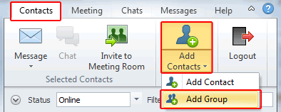 Select Add Contacts and then select Add Group.