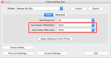 Auto Power Off (Auto Voeding uit) – Mac