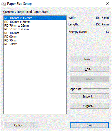 Paper Size Setup