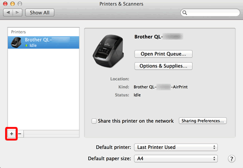 P-touch Editor shows an error message "This application is incompatible with the AirPrint printer driver. Select the CUPS printer driver. Check the FAQ for details." (For OS X v10.8.x or