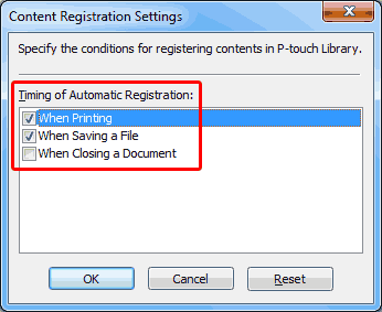 Content Registration Settings