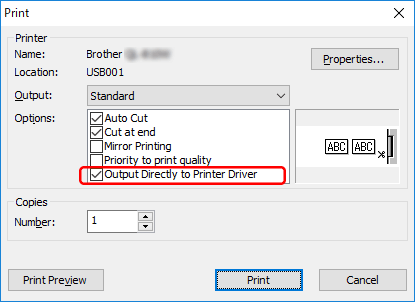 Print dialog box