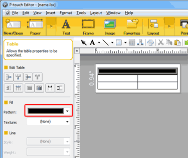 Barra-padrão de Propriedades da Tabela Barra-padrão de Propriedades da Tabela