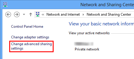 Change advanced sharing settings