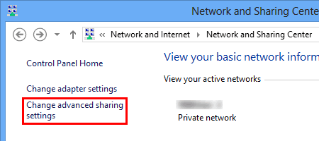 Change advanced sharing settings Change advanced sharing settings