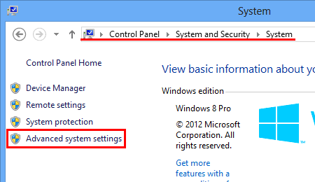 Advanced system settings