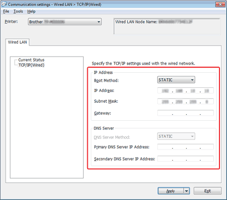 TCP/IP Dialog Box