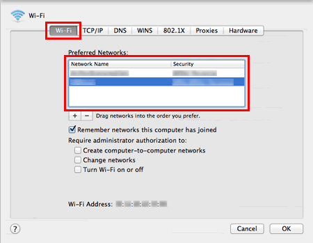 Network Name and Security type