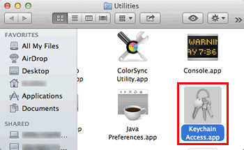 Double-click Keychain Access.