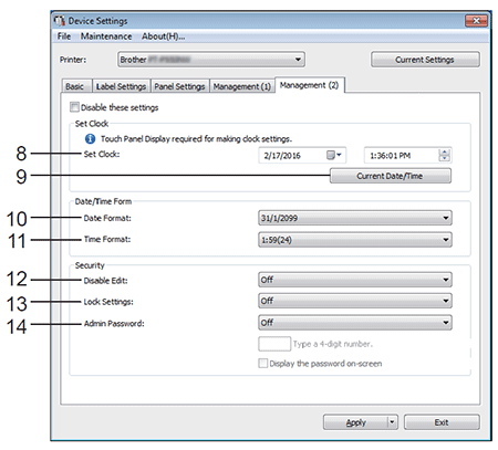 Management Settings tab 02