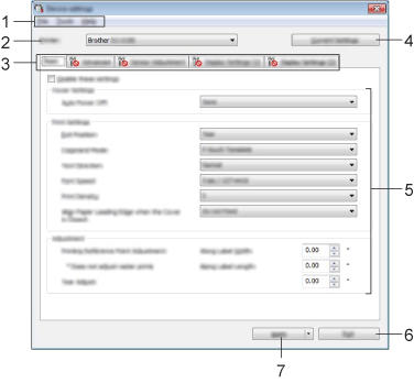 Settings Dialog Box 