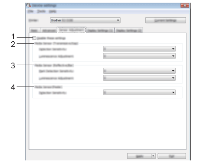 Sensor Adjustment Tab