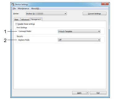 Device Settings - Management