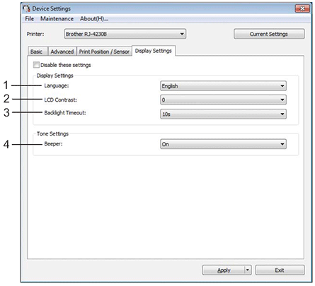 Display Settings Tab