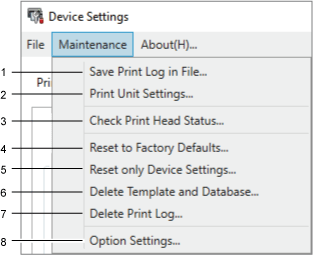 Maintenance Menu