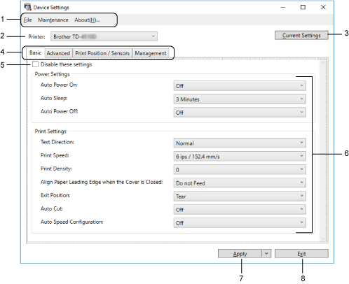 Configuraciones del dispositivo