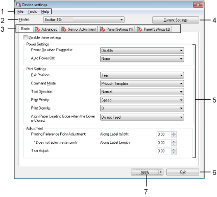 Device settings