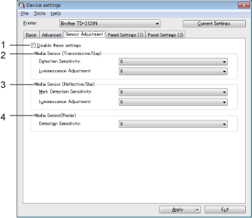 Sesnsor Adjustment Tab