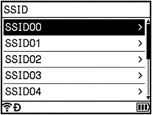 SSID list screen